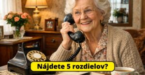Nájdete 5 rozdielov? Veselá pani s telefónom